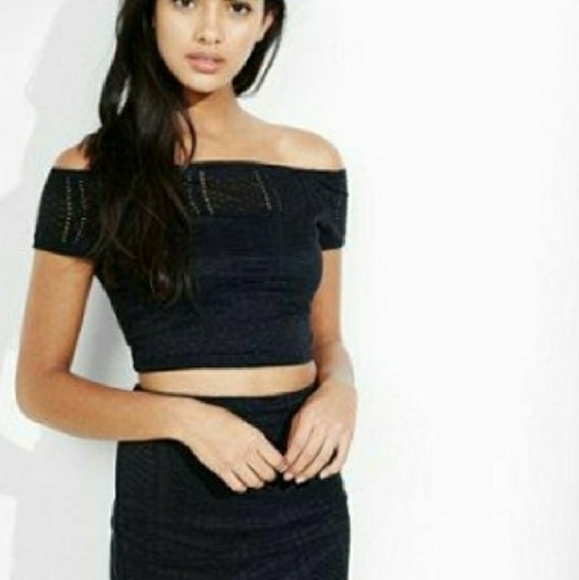 New Express 🖤 Black Geo lace crop tank top Cute Sexy Chic SzL - Picture 6 of 8